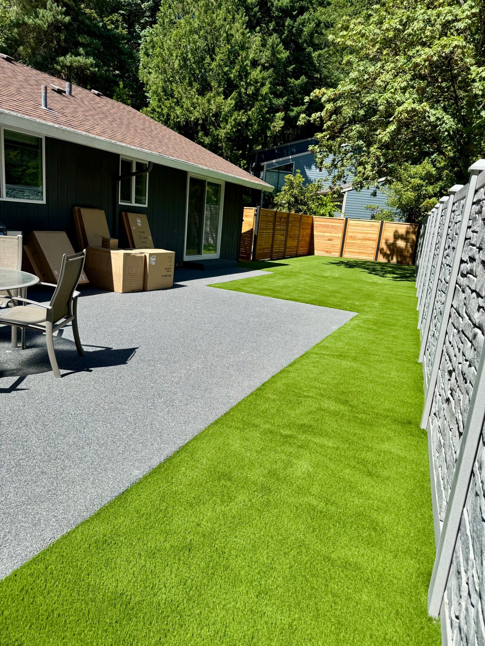 Full backyard turf and hardscape transformation